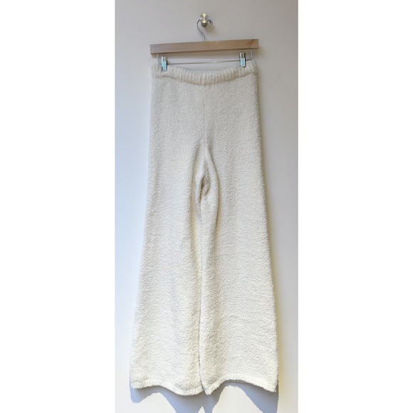 Dee Elly Cozy Knit Lounge Pants Bouclé Fleece Cream Ivory Wide Leg Women's S - Picture 2 of 4